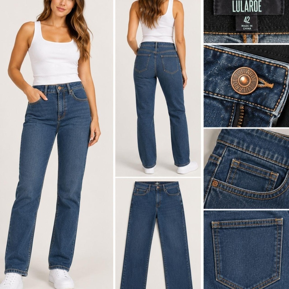 LuLaRoe Denim Jeans 42 (22) Blue Minimalist Casual Chic Straight Leg High Rise
